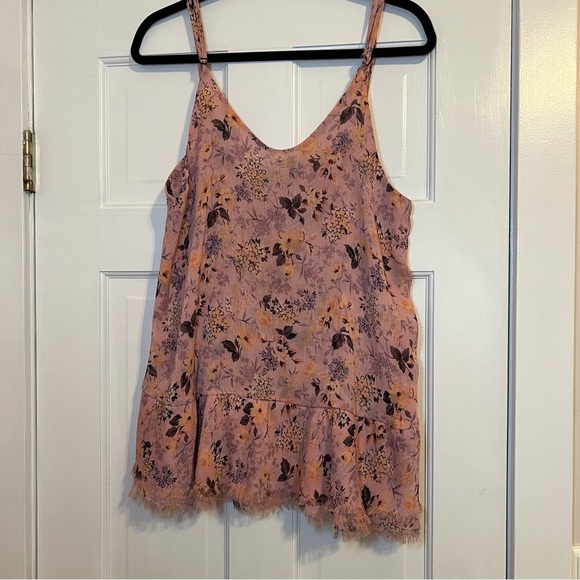 Brandy Melville Tops - #72 BRANDY MELVILLE PINK FLORAL PEPLUM TANK/TUNIC TOP $40
